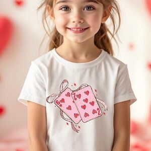 67 Valentine's day Hearts cards Kids T-shirt 2T- 5T XS-XL New  Lucky 6 7 tee